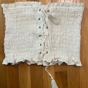 American Eagle Outfitters Cream Smocked Top